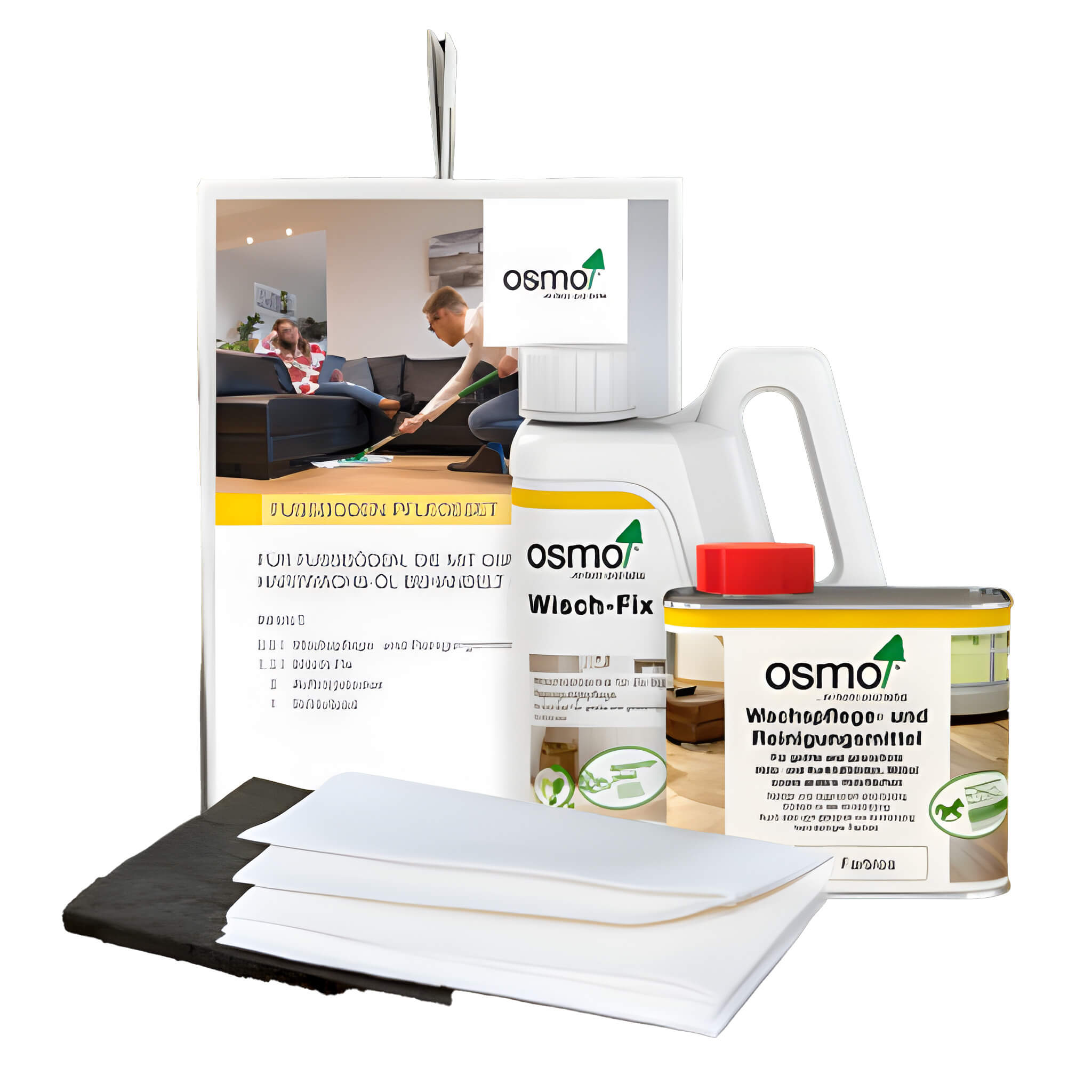 OSMO Fußboden Pflegeset OSMO Fußboden Pflegeset, Werbung, Plakat, Person